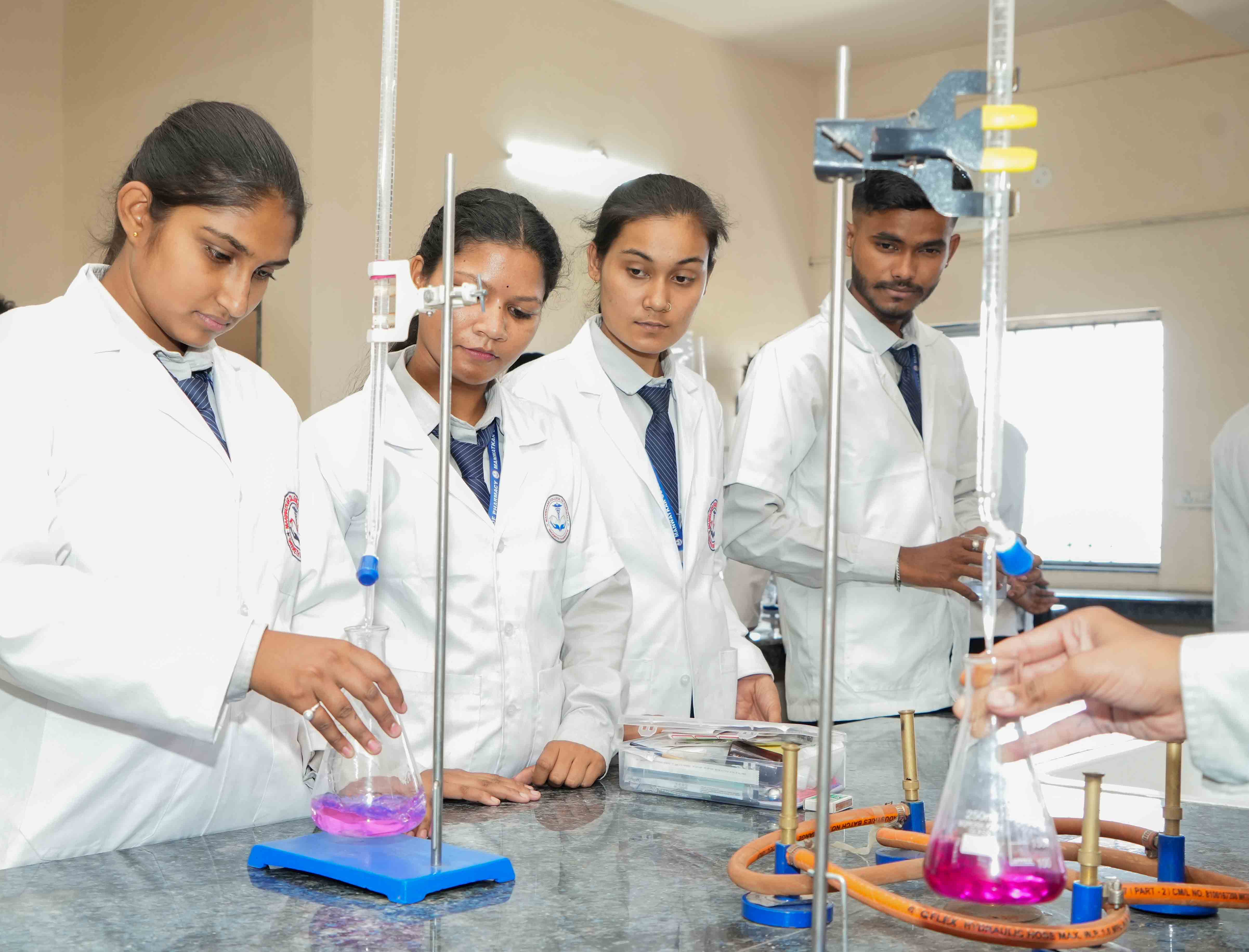 Pharmacy students studying on campus at Manwatkar College of Pharmacy